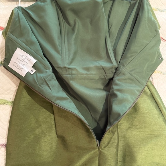 LulaKate Eva Bodice with Straight Skirt Floor Shantung Greenery Green Size 4 6 8 - Picture 5 of 16